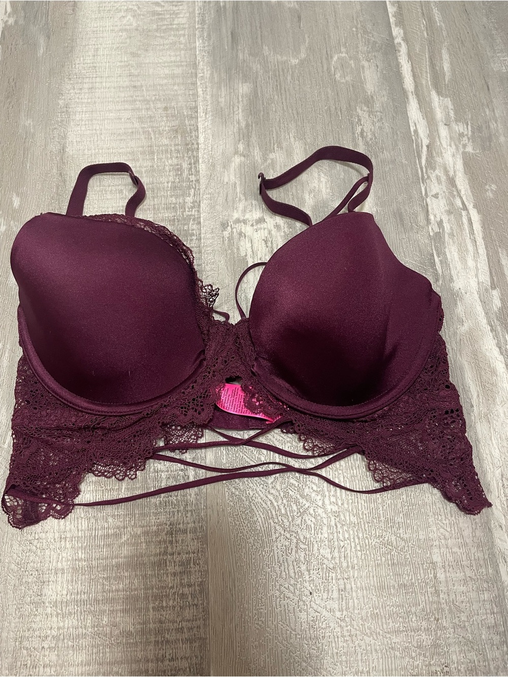 LaSenza Diva Plum Lace Bralette with Crisscross Band
